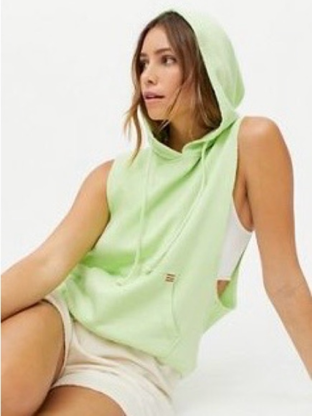 BDG UO Mint Light Green Demi Muscle Hooded Sweatshirt NWOT